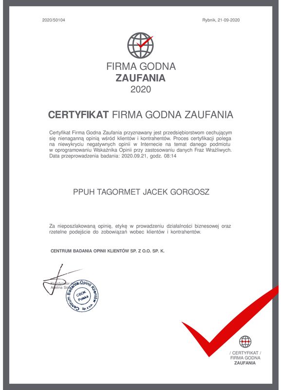 Certyfikat 2020